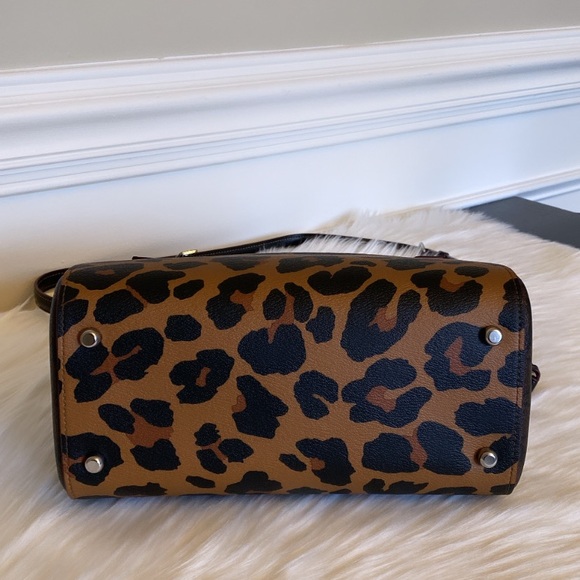 NWT💃Coach Rowan Satchel In Signature Canvas With Leopard Print - Picture 5 of 13